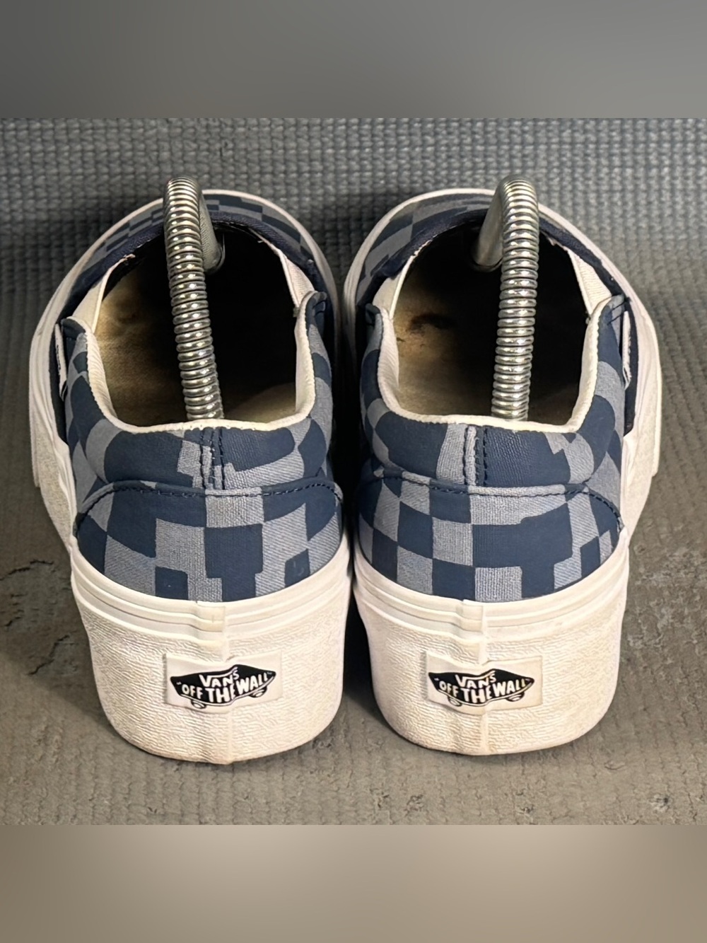 Vans Classic Slip-On Stackform Platform Blue Checker Sneakers Women’s Size 7.5 - Picture 8 of 10